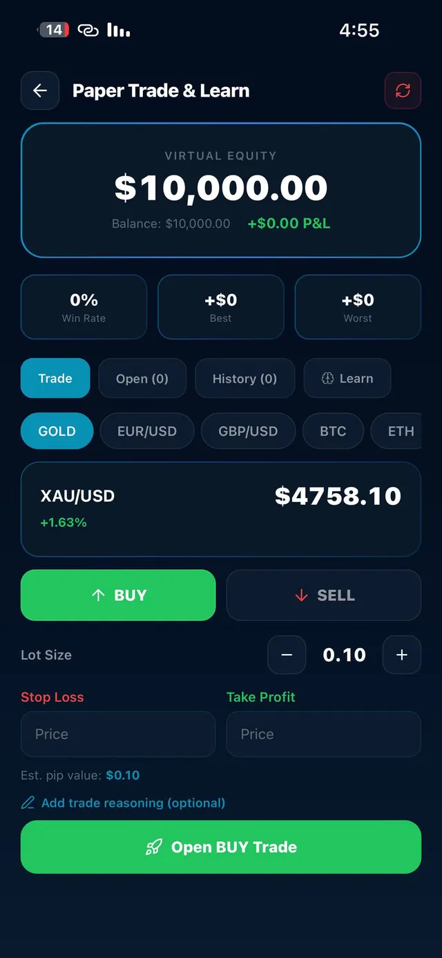 TIC Paper Trading simulator